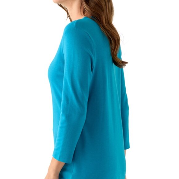 Kim Rogers Women's With Criss-Cross Front Detailed V-Neck Shirt, ¾ Sleeve, Large - Picture 3 of 13
